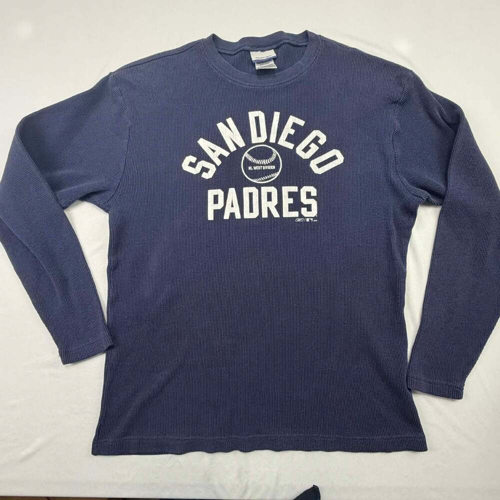 Reebok San Diego Padres MLB Long Sleeve Waffle Knit Thermal Shirt Size Large